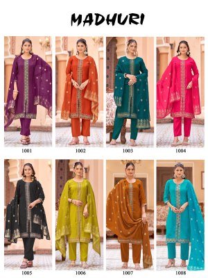 Madhuri Mul Chanderi Embroidered Kurti Palazzo with Pure Viscose Jacquard Dupatta kurti pant with dupatta Catalogs
