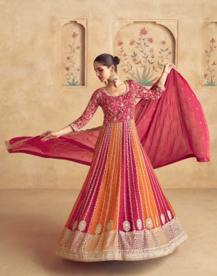 Maharani by Aashirwad Real georgette fancy embroidered gown catalogue at affordable rate gown catalogs