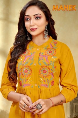 Mahek present reyon embroidered sequence work western wear tunic catalogue at wholesale price Amavi
