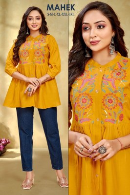 Mahek present reyon embroidered sequence work western wear tunic catalogue at wholesale price western wear catalogs
