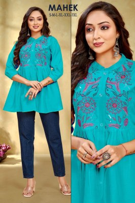 Mahek present reyon embroidered sequence work western wear tunic catalogue at wholesale price western wear catalogs