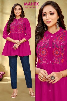 Mahek present reyon embroidered sequence work western wear tunic catalogue at wholesale price western wear catalogs