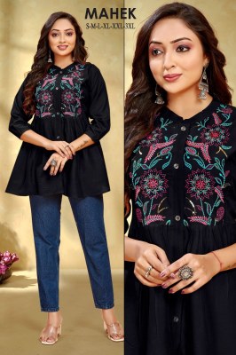 Mahek present reyon embroidered sequence work western wear tunic catalogue at wholesale price western wear catalogs