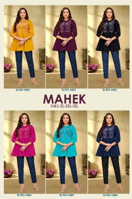 Mahek present reyon embroidered sequence work western wear tunic catalogue at wholesale price western wear catalogs