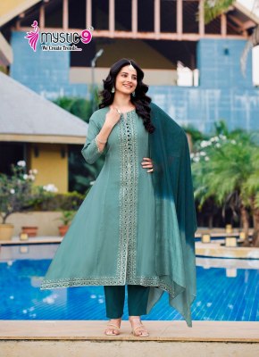 Mahek vol 1 by Mystic 9 Premium embroidered roman silk readymade suit collection at affordable rate readymade suit catalogs