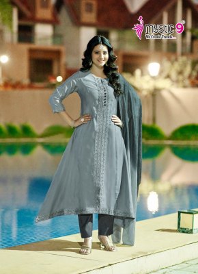Mahek vol 1 by Mystic 9 Premium embroidered roman silk readymade suit collection at affordable rate readymade suit catalogs