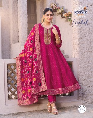 Mahek vol 2 by Radhika Lifestyle Vichitra Silk fancy Anarkali suit catalogue at low price fancy Anarkali suit catalogs