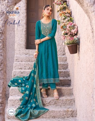 Mahek vol 2 by Radhika Lifestyle Vichitra Silk fancy Anarkali suit catalogue at low price fancy Anarkali suit catalogs