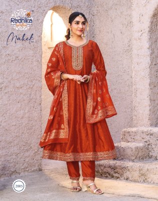 Mahek vol 2 by Radhika Lifestyle Vichitra Silk fancy Anarkali suit catalogue at low price fancy Anarkali suit catalogs