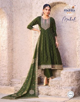 Mahek vol 2 by Radhika Lifestyle Vichitra Silk fancy Anarkali suit catalogue at low price fancy Anarkali suit catalogs