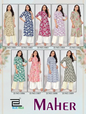 Maher by Blue hills reyon printed kurti collection kurtis catalogs