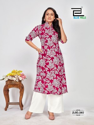 Maher by Blue hills reyon printed kurti collection kurtis catalogs