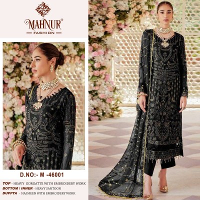 Mahnur vol 46 heavy georgette embroidered unstitched dress material catalogue Amavi
