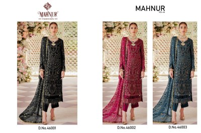 Mahnur vol 46 heavy georgette embroidered unstitched dress material catalogue salwar kameez catalogs