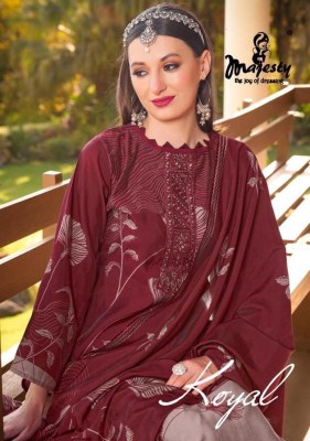 Majesty by Koyal heavy embroidered foil printed unstitched dress material catalogue at low rate Amavi