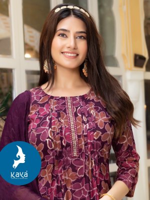 Malaika by Kaya Heavy reyon foil printed readymade suit catalogue at amaviexpo readymade suit catalogs