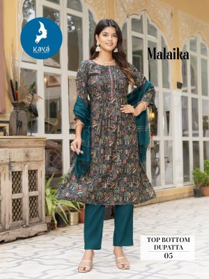 Malaika by Kaya Heavy reyon foil printed readymade suit catalogue at amaviexpo readymade suit catalogs