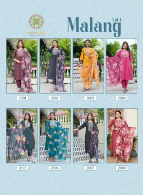 Malang vol 1 by Passion tree straight embroidered kurti bottom and dupatta readymade suit catalogs