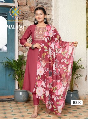 Malang vol 1 by Passion tree straight embroidered kurti bottom and dupatta readymade suit catalogs