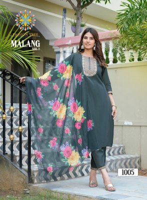 Malang vol 1 by Passion tree straight embroidered kurti bottom and dupatta readymade suit catalogs