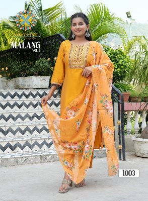 Malang vol 1 by Passion tree straight embroidered kurti bottom and dupatta readymade suit catalogs