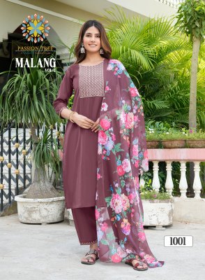 Malang vol 1 by Passion tree straight embroidered kurti bottom and dupatta readymade suit catalogs