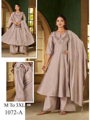 Malay Romen Soft Silk D.No. 1072 A-D Hand Embroidery Work 3-Piece Set wholesale catalogs