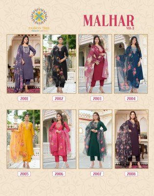 Malhar vol 2 by Passion tree roman silk embroidered kurti pant and dupatta catalogue readymade suit catalogs