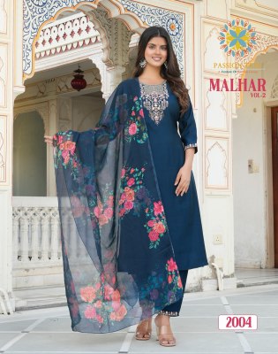 Malhar vol 2 by Passion tree roman silk embroidered kurti pant and dupatta catalogue readymade suit catalogs