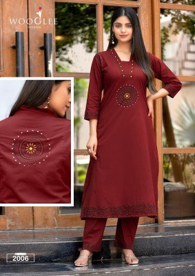 Malvika by Wooglee Pure Cotton Printed handwork kurti with bottom catalogue at affordable rate kurtis catalogs