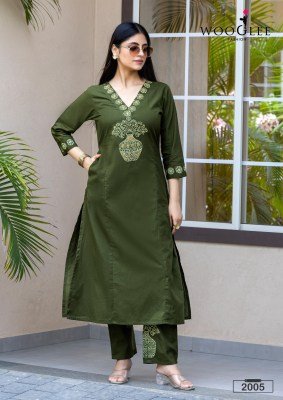 Malvika by Wooglee Pure Cotton Printed handwork kurti with bottom catalogue at affordable rate kurtis catalogs