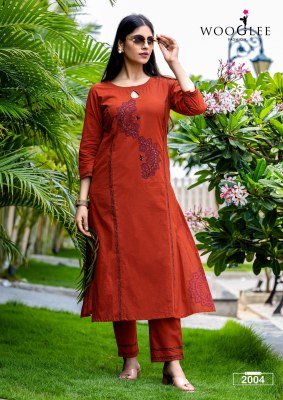 Malvika by Wooglee Pure Cotton Printed handwork kurti with bottom catalogue at affordable rate kurtis catalogs