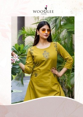 Malvika by Wooglee Pure Cotton Printed handwork kurti with bottom catalogue at affordable rate kurtis catalogs