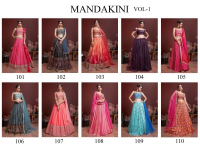 Mandakini 1 presenting Designer embroidery and real Mirror Work lehenga choli catalogue at wholesale price lehenga choli catalogs