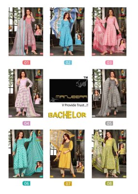 Manjeera Bachelor nyra cut top pant dupatta set Kurti catalogue  kurtis catalogs