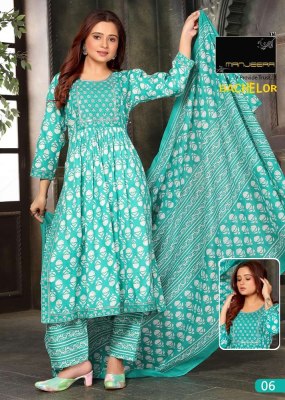 Manjeera Bachelor nyra cut top pant dupatta set Kurti catalogue  kurtis catalogs