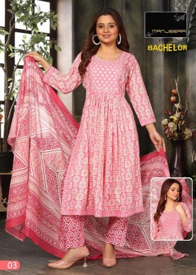 Manjeera Bachelor nyra cut top pant dupatta set Kurti catalogue  kurtis catalogs