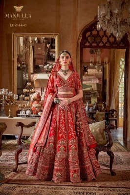 Manjulla Fashion Dulhan Hit Design 1144  Bridal Tone Silk Lehnga Wholesale Rate  lehenga choli catalogs