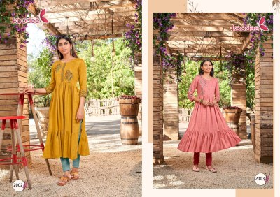 Manya by Akshar Textile Heavy reyon Fancy nayra cut kurti pant and dupatta catalogue at affordable rate kurtis catalogs