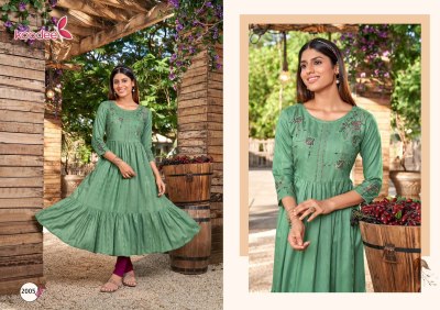 Manya by Akshar Textile Heavy reyon Fancy nayra cut kurti pant and dupatta catalogue at affordable rate kurtis catalogs