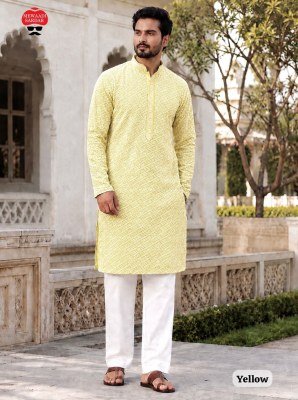 Manyavar Chikankari Rayon Schiffli Work Men s Kurta Pajama Set mens kurta