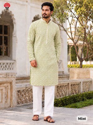 Manyavar Chikankari Rayon Schiffli Work Men s Kurta Pajama Set mens kurta