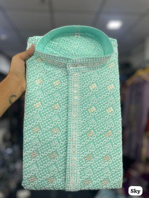 Manyavar Chikankari Rayon Schiffli Work Men s Kurta Pajama Set mens kurta