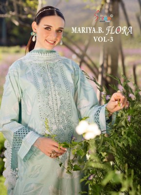Maria B Flora vol 3 by Shree Fab Designer Pure cotton Printed unstitched suit with low rate wholesale catalogs