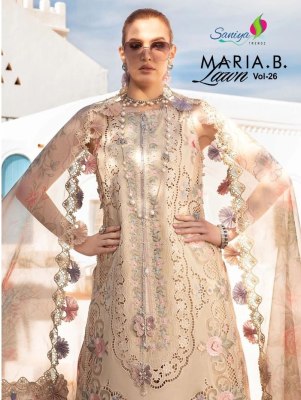 Maria B Lawn vol 26 by Saniya Trendz cotton embroidered pakistani suit catalogue at low rate pakistani suit catalogs