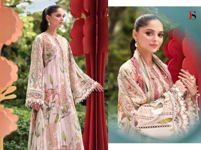 Maria B Mprint 25-7 by Deepsy Cotton Dress Material with Embroidery Work 