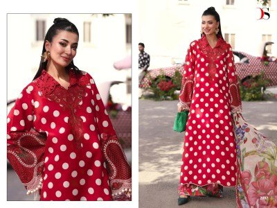 Maria B Mprint 25-7 by Deepsy Cotton Dress Material with Embroidery Work dress material catalogs