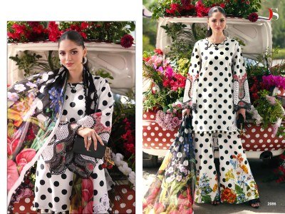 Maria B Mprint 25-7 by Deepsy Cotton Dress Material with Embroidery Work dress material catalogs
