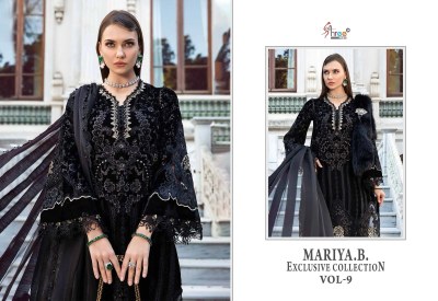 Maria B by exclusive vol 9 pure reyon cotton with embroidered pakistani suit catalogue at wholesale price pakistani suit catalogs