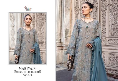 Maria B by exclusive vol 9 pure reyon cotton with embroidered pakistani suit catalogue at wholesale price pakistani suit catalogs